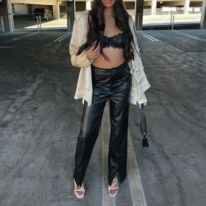 Missguided Straight Leather Pants